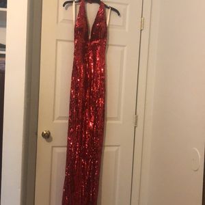 red sequin evening dress